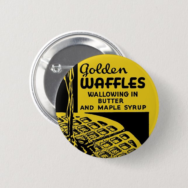 Golden Waffles Wallowing in Butter Knapp (Framsida & baksida)