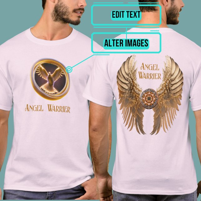 Golden Warrier Angel Vingar Rosa T Shirt (Be an inspiration to those around you with an "angelic" presence.)