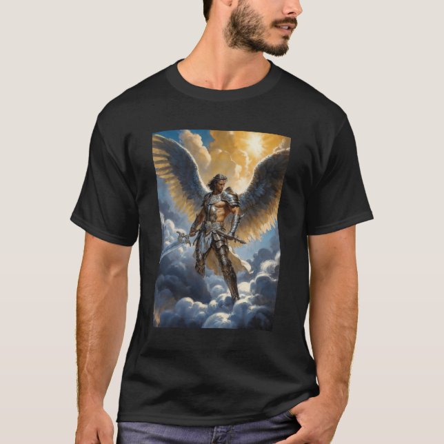Golden Warrior of Heaven Archangel Michael T Shirt (Framsida)