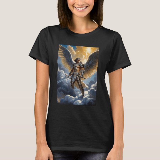 Golden Warrior of Heaven Archangel Michael T Shirt (Framsida)