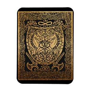 Golden Warrior Shield - Intricate Viking-Inspired Magnet