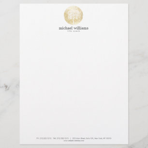 Golden Watercolor Livets träd Letterhead Brevhuvud