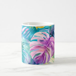 Golden Watercolor Tropical Löv Paradise Kaffemugg