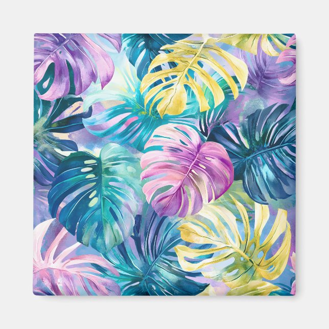 Golden Watercolor Tropical Löv Paradise Magnet (Framsidan)