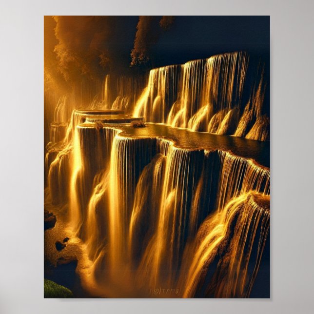 Golden Waterfalls Abstrakt Wall Art Poster (Framsidan)