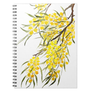 Golden wattblomma, vattenfärg anteckningsbok