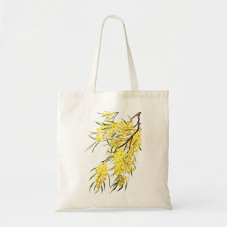 Golden wattblomma, vattenfärg tygkasse