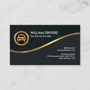 Golden Wave Curve Elegant Cyan Grunge Taxi Visitkort