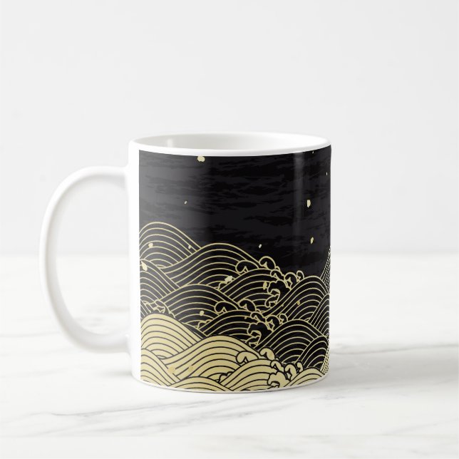 Golden wave, papper-lik struktur. kaffemugg (Vänster)