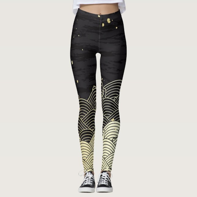 Golden wave, papper-lik struktur. leggings (Framsida)