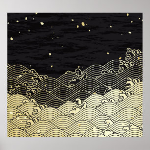 Golden wave, papper-lik struktur. poster