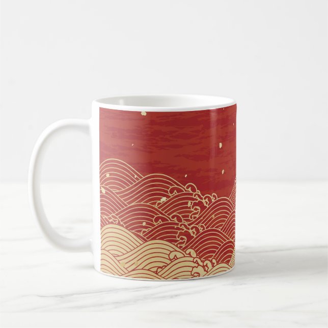 Golden Wave Papprare Struktur Mönster Kaffemugg (Vänster)