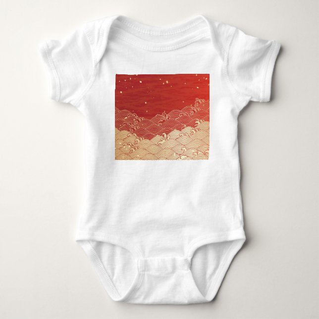 Golden Wave Papprare Struktur Mönster T Shirt (Framsida)