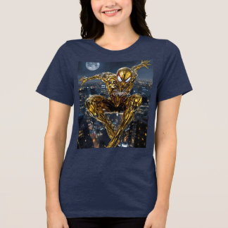 Golden Web: Women's Ultra-Realistic Spider Tee