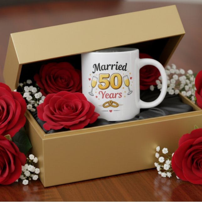 Golden Wedding Anniversary Coffee Mug Gift Jumbo Mugg (Skapare uppladdad)