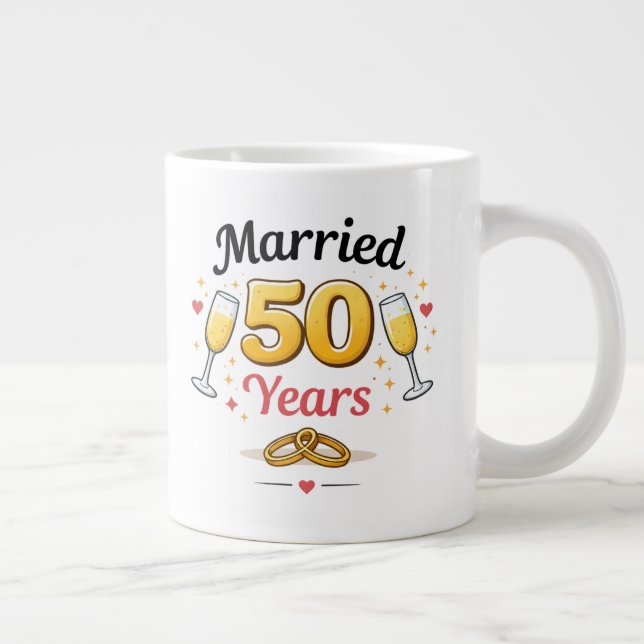 Golden Wedding Anniversary Coffee Mug Gift Jumbo Mugg (Höger)