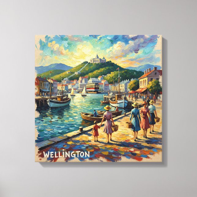 Golden Wellington Harbor Promenade Canvas (Framsida)