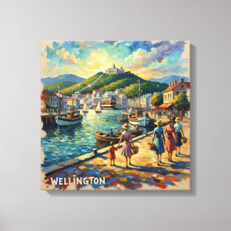 Golden Wellington Harbour Promenade Canvas