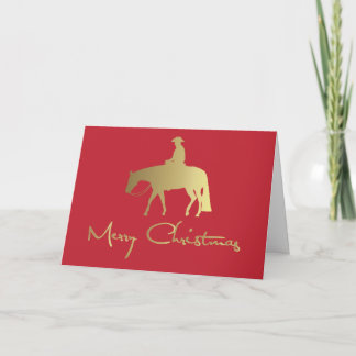 Golden Western Pleasure Horse Red jul Helgkort
