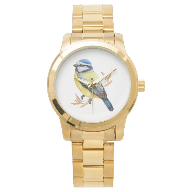 Golden Wheat and Blue Tit Armbandsur (Framsida)