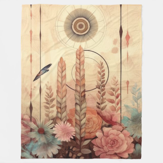 Golden Wheat Blommars Fleecefilt (Framsidan)