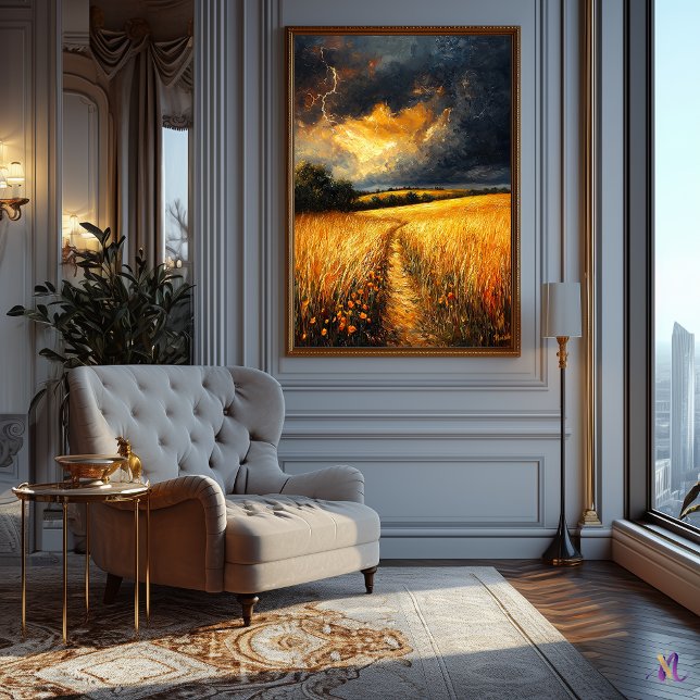 Golden Wheat Fält under Stormy Himmel i Impression Poster (Skapare uppladdad)