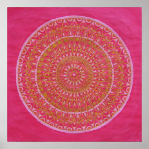 Golden Wheel Mandala Poster