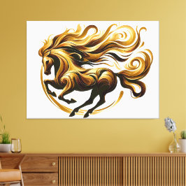 Golden Whirlwind - Regal Horse i Rörelse Canvastryck