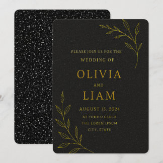 Golden Whisper | Minimal Luxe-bröllopsinbjudan Inbjudningar