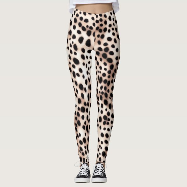 Golden White Dalformation Spots: Animal Pet Päls Leggings (Framsida)