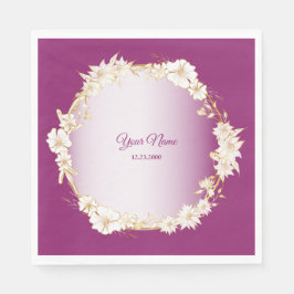 Golden White Floral Pink Geometric Wedding Party Pappersservett