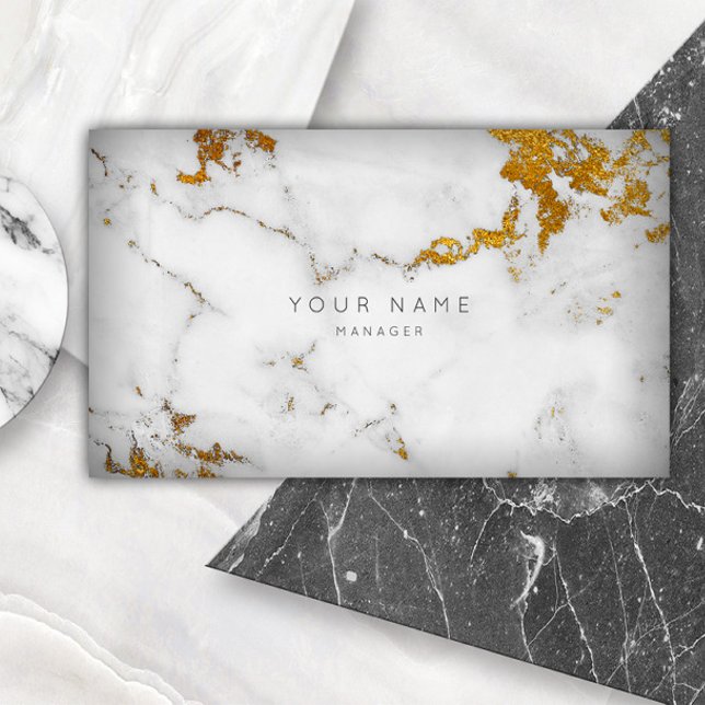 Golden White Grått Marble Vip Affärskort Visitkort (Golden White Gray Marble Vip Business Card)