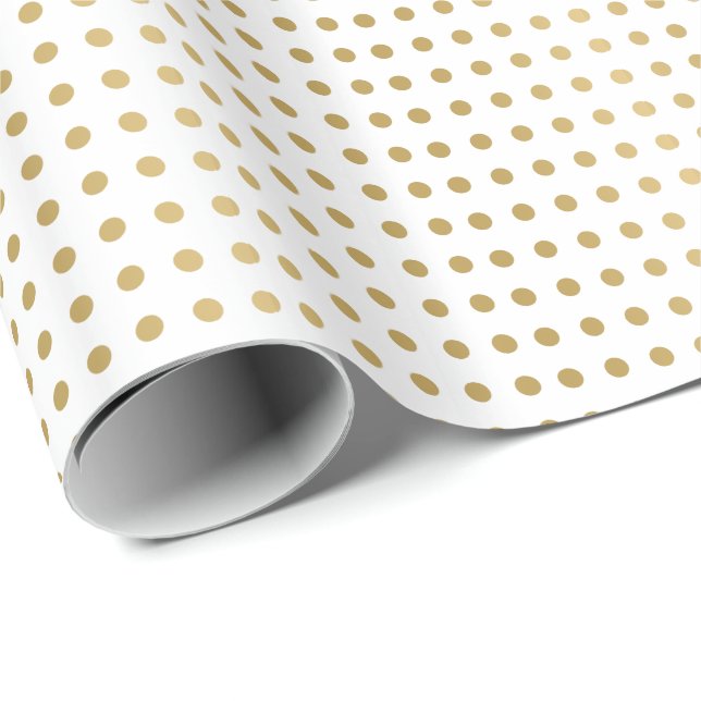 Golden & White PolkaDots Mönster Presentpapper (Rullad Hörn)