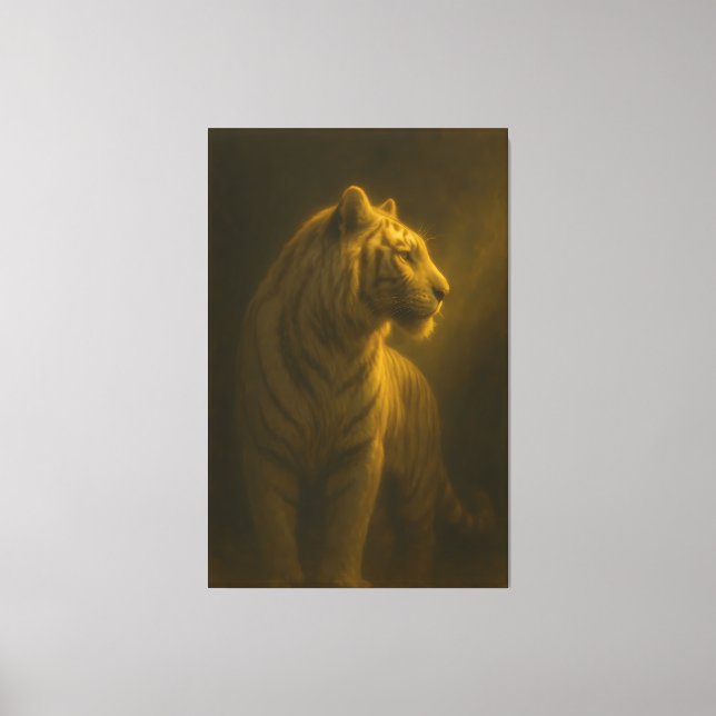 Golden White Tiger – Fine Art Portrait Canvastryck (Framsida)