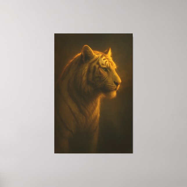 Golden White Tiger – Fine Art Portrait Canvastryck (Framsida)