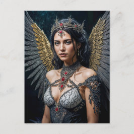 Golden Winged Dark Angel Queen Vykort