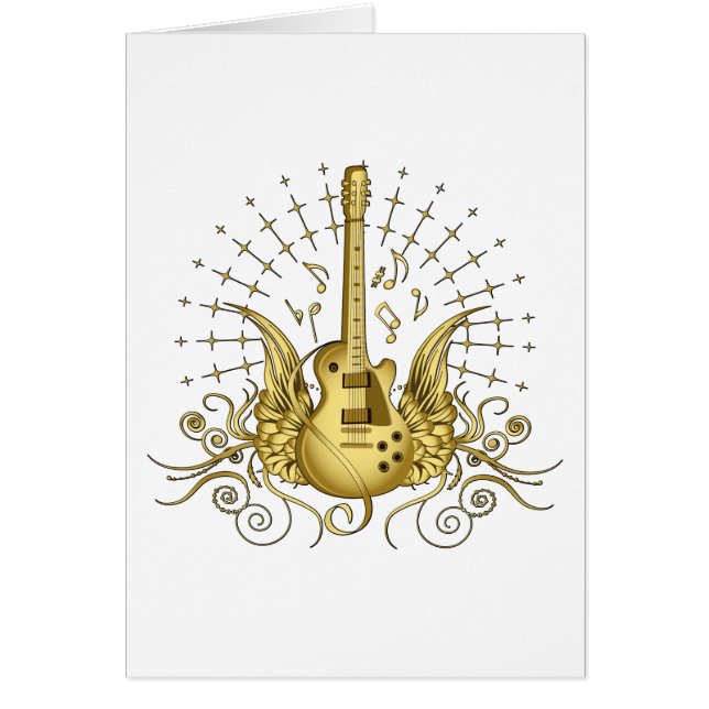 Golden Winged Guitar Hälsningskort (Framsidan)