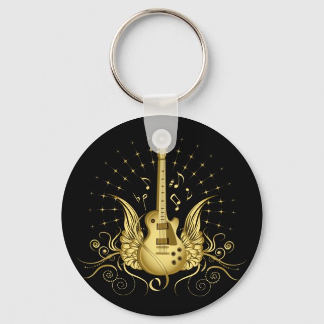 Golden Winged Guitar Nyckelring (Framsida)