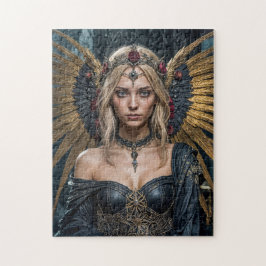 Golden Winged Mörk Angel Queen Pussel