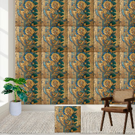 Golden Winged Sol i den antika Egyptenen Tile Kakelplatta