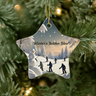 "Golden Winter Glow" Julgransprydnad Keramik