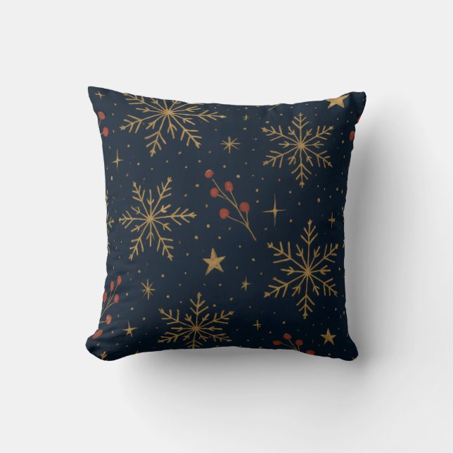 Golden Winter Glow Pattern | Holiday Kudde (Framsida)