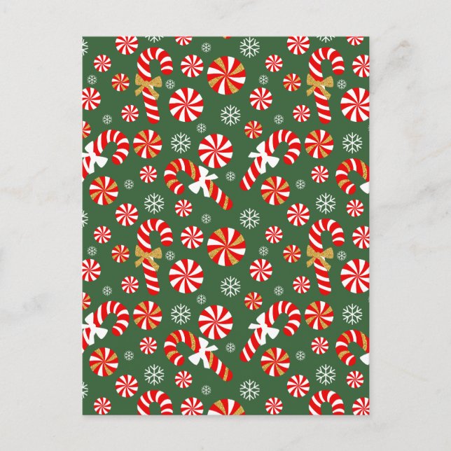 Golden Winter Sweet Snowfall Candy cane Meddelande Vykort (Framsida)