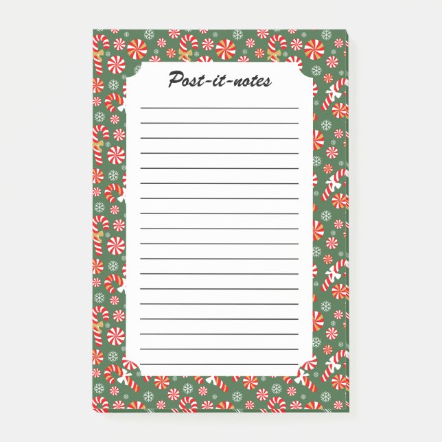Golden Winter Sweet Snowfall Candy cane Post-it Block (Framsida)