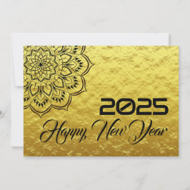 Golden wish card New Year with mandala Julkort