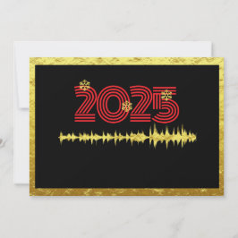 Golden wish card New Year with wave snowflakes Julkort
