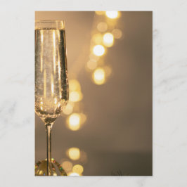 Golden with a glass of champagne Birthday Invit Inbjudningar