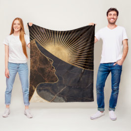 Golden Woman Illusion med Sol och Marble Struktur Fleecefilt