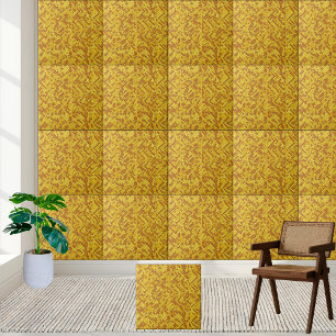 Golden Woven Geometric Mönster Ceramic Tile Kakelplatta