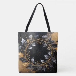 Golden Wreath Glam Holiday Tote Bag Tygkasse